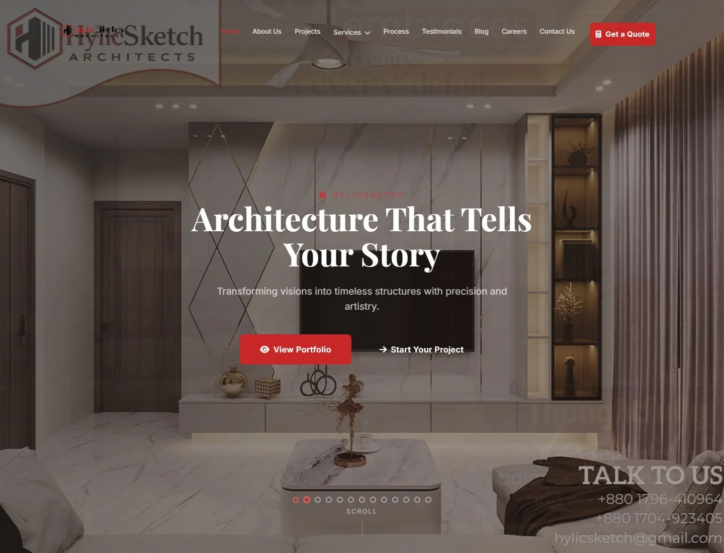 Hylic Sketch architecture and interior design website homepage